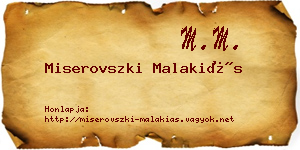 Miserovszki Malakiás névjegykártya
